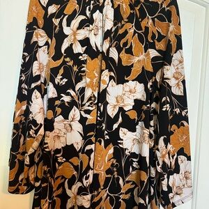 Floral Black and Tan Dress
